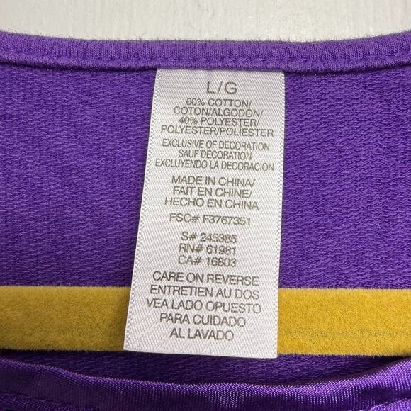 Artsy Purple Long Sleeve Shirt Womens Cotton Blend Embroidered Collar Large - Picture 3 of 7